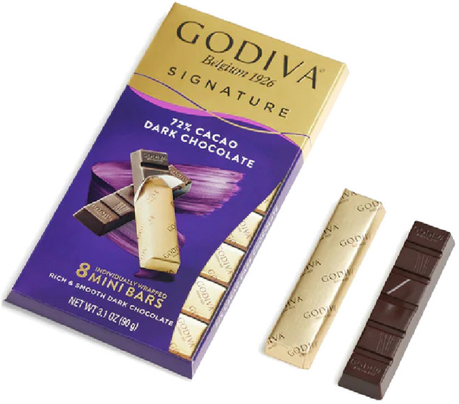 고디바 시그니쳐 72% 코코아 다크 초콜릿 미니바, 90g, 1개