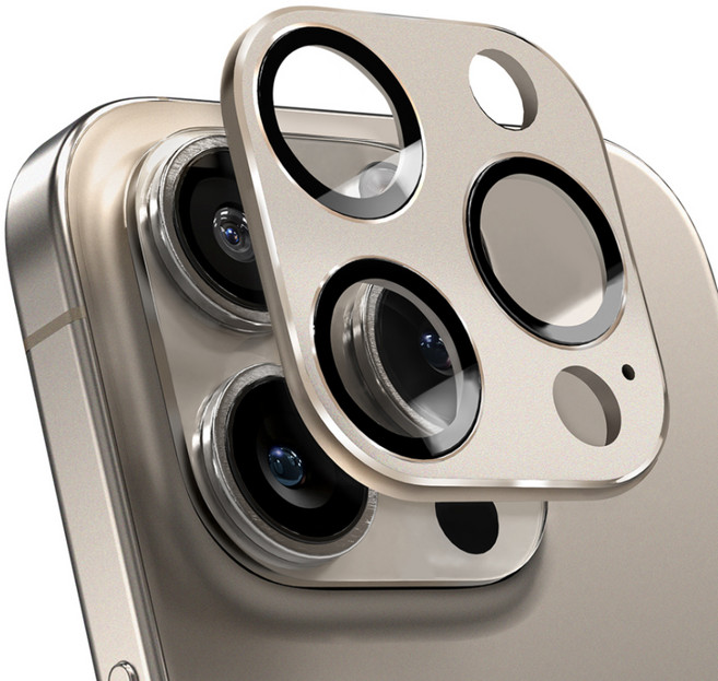 아이몰 아이폰 카메라 렌즈 빛번짐 방지 일체형 풀커버 강화유리 메탈 보호필름 데저트, 1개