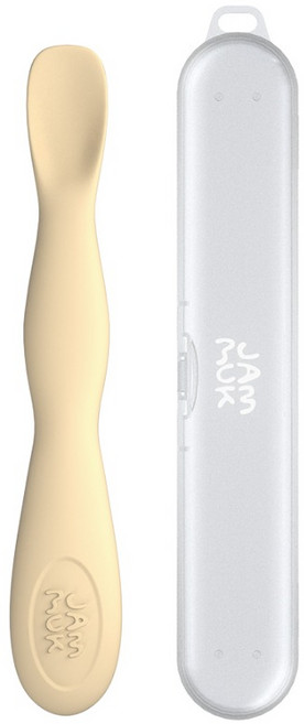 잼먹 국내 제조 유아용 이유식 떠먹스푼 + 케이스 세트, 베이지(스푼), 1세트