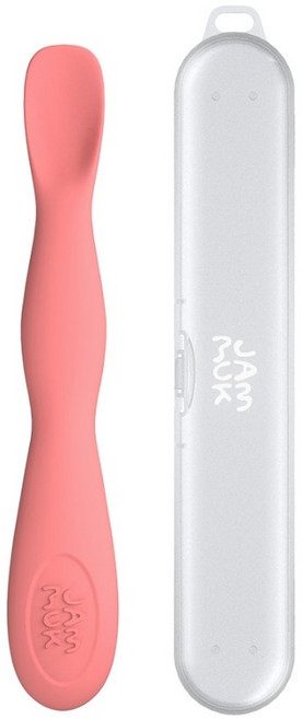 잼먹 국내 제조 유아용 이유식 떠먹스푼 + 케이스 세트, 핑크(스푼), 1세트