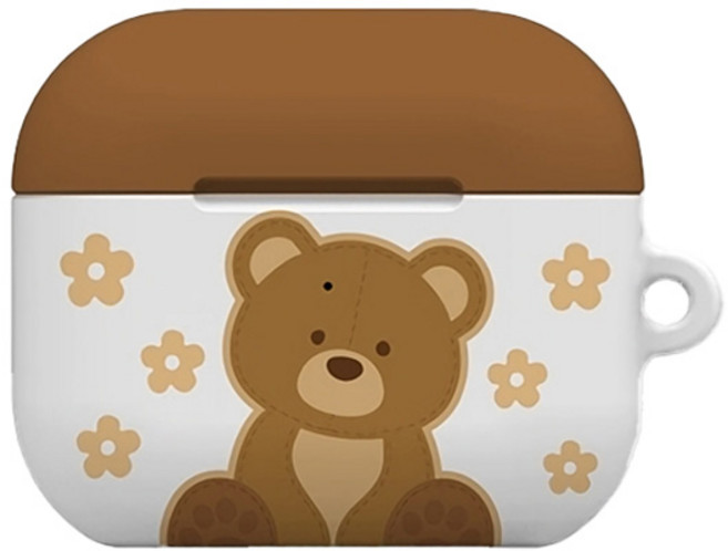 워너프 몬드 에어팟4 하드 케이스, 베어패턴 플라워베어패턴, 1개