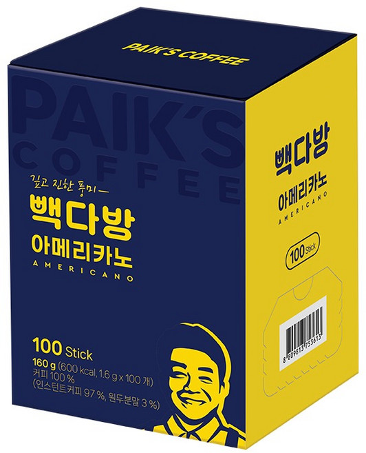 빽다방 아메리카노 스틱커피, 1.6g, 100개입, 1개