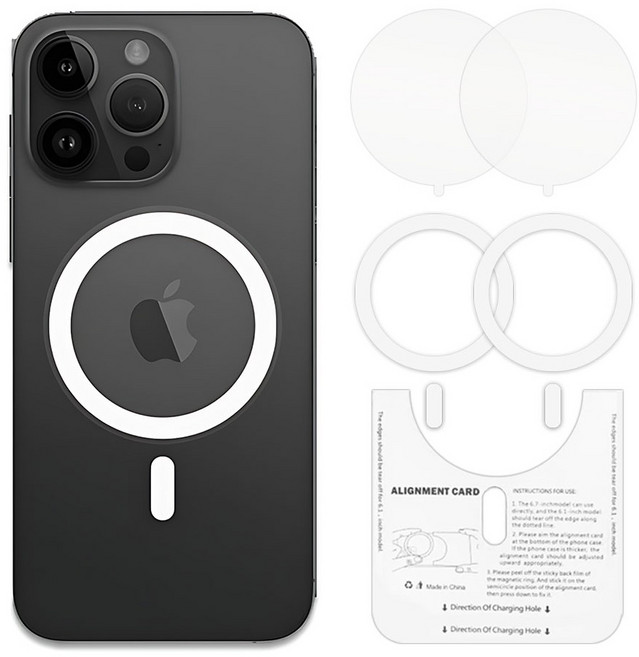 808 맥세이프 호환 전기종 플레이트 철판 부착 스티커 2p, 1세트, 화이트