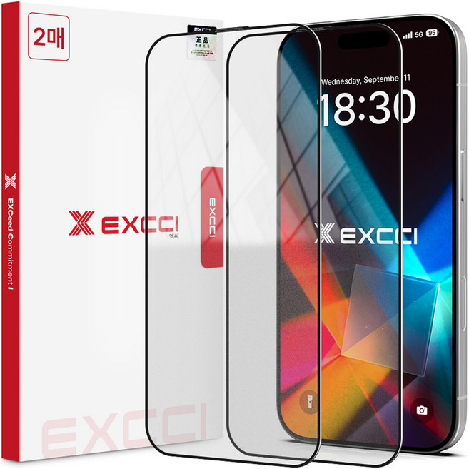 엑씨 투명 지문방지 상하반반 멀티 글라스 휴대폰 액정보호필름 2p 세트, 1세트