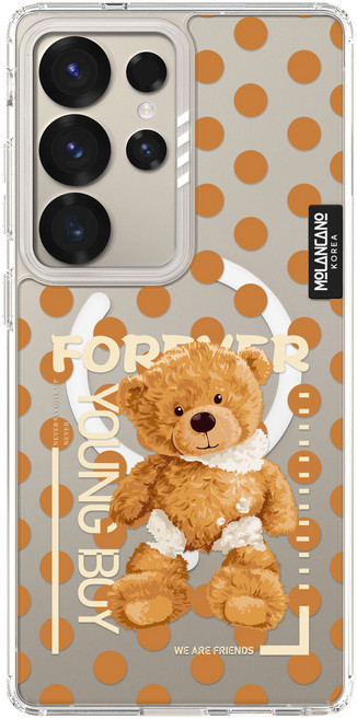 모란카노 크리스탈 맥세이프 투명 테디 디자인 휴대폰 케이스