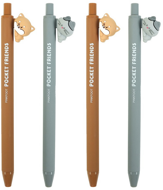 핑크풋 멍냥이 만년연필 HB 2종 x 2p 세트, 멍이, 냥이, 1세트