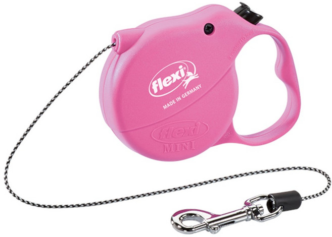 플렉시 반려견 스탠다드 MINI 코드 자동 리드줄, 핑크, 1개