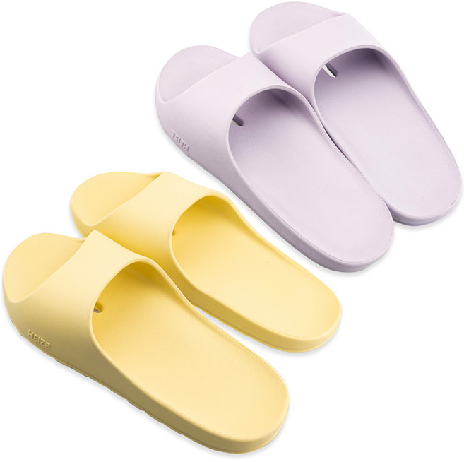 @HOME Pure EVA 低腳背浴室拖鞋 雙腳適用 2件組, 薰衣草紫+黃色, 1個