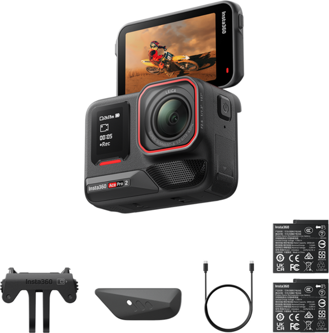 인스타360 듀얼 배터리 액션 카메라 Ace Pro 2, 블랙