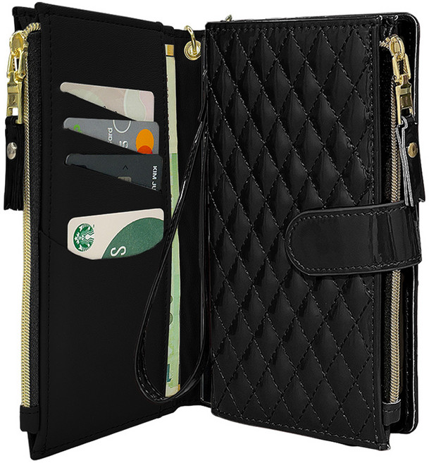 하이온 가더 안나 에나멜 지퍼 다이어리 지갑 휴대폰 케이스