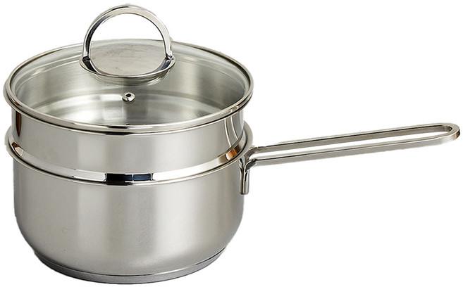 모던하우스 인덕션겸용 내구성 좋은 바닥 3중 스텐 편수 2단 찜기 멀티 냄비 세트, 18cm, 1세트