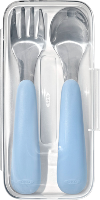 옥소토트 유아용 스푼 포크 세트, 더스크 블루, 케이스+스푼+포크, 1세트