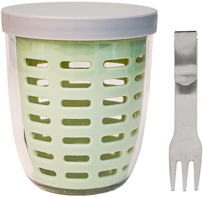 인블룸 샐러드 후르츠팟 1단 도시락 + 포크 세트, 노르딕세이지그린, 1개