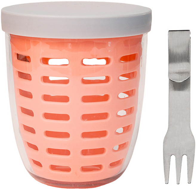 인블룸 샐러드 후르츠팟 도시락 + 포크 세트, 비비드모브핑크, 1개