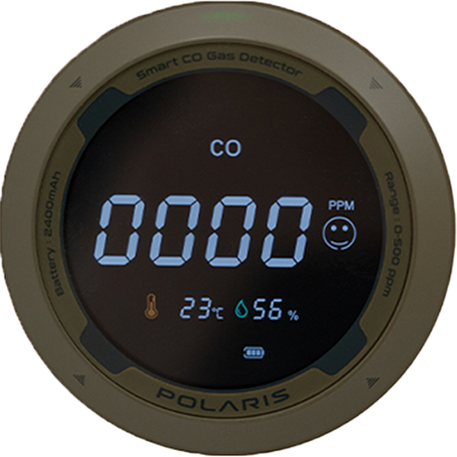 폴라리스캠프 가정 캠핑용 택티컬프로 일산화탄소 온도 습도 무선 경보기 카키, 1개