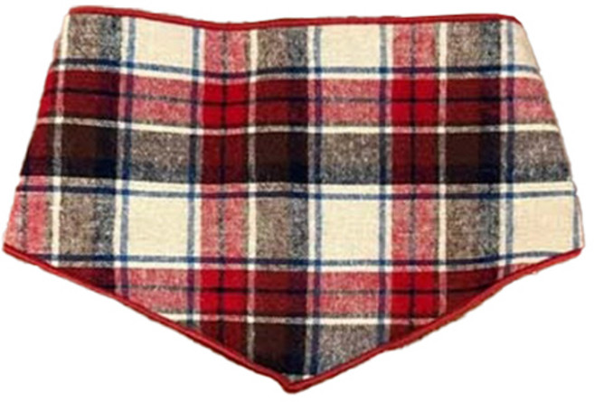 쥬비코 강아지 크리스마스 체크 기모 스카프, 레드, 1개