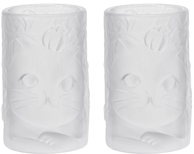 입체 호박냥이 유리컵 120ml CM094, 불투명, 2개