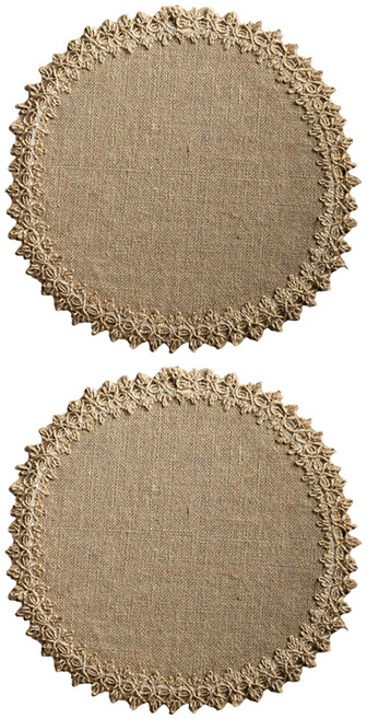 모던앳 황마 레이스 식탁 매트, 원형, 2개, 지름 30cm