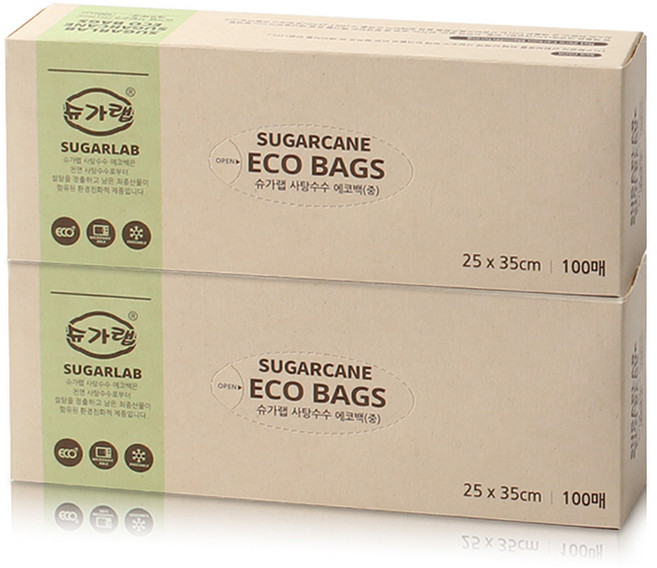 슈가랩 에코백 20cm x 35cm, 중(M), 100개입, 2개
