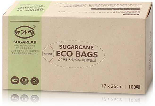 슈가랩 사탕수수 에코백 17cm x 25cm, 소(S), 100개입, 1개