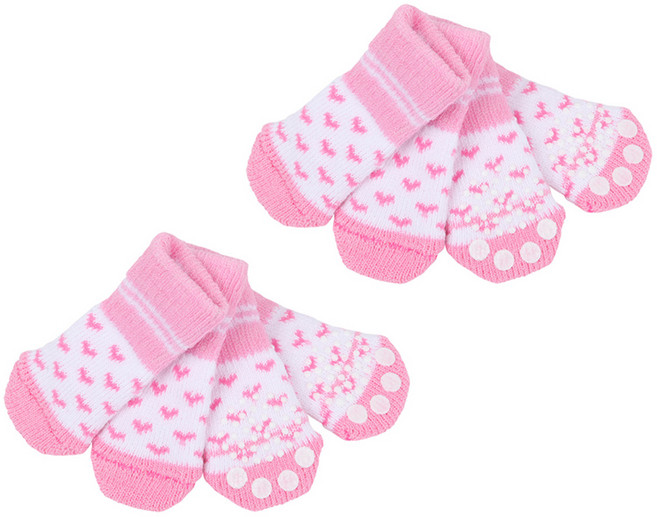 퍼피아 강아지 엔젤 미끄럼방지 양말 세트, 핑크, 2세트