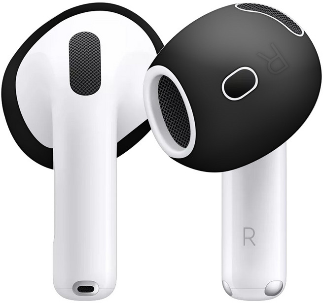 스페이스쉴드 에어팟 4 호환 스탠다드 논슬립 실리콘 이어 커버, 블랙, 1세트