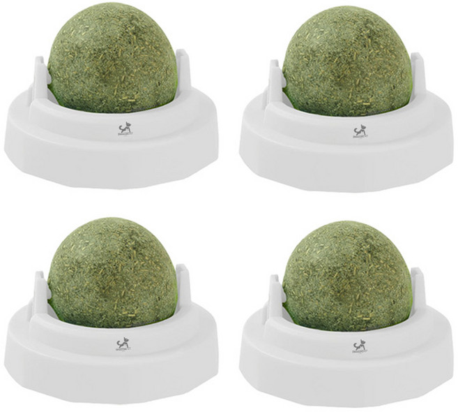 딩동펫 고양이 360도 회전 캣닢볼 4p 세트, 화이트, 1세트
