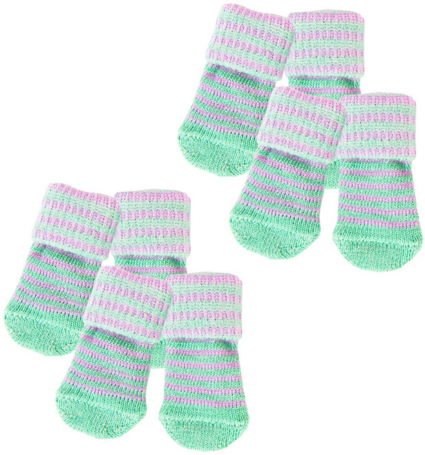 올치 강아지 캔디 스트라이프 양말, 라이트퍼플, 2세트