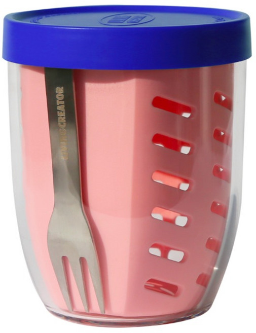 리빙크리에이터 국내제조 과일 샐러드 신선보관용기 지켜팟, 블루 핑크, 1개