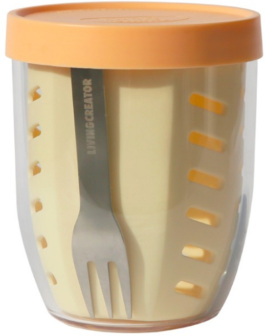 리빙크리에이터 국내제조 과일 샐러드 신선보관용기 지켜팟, 애프리콧 아이보리, 1개