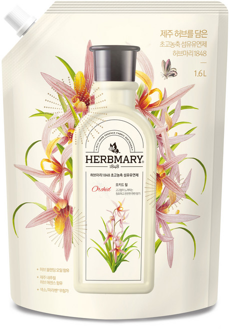 허브마리 1848 섬유유연제 용기 오키드 힐 리필, 1.6L, 1개