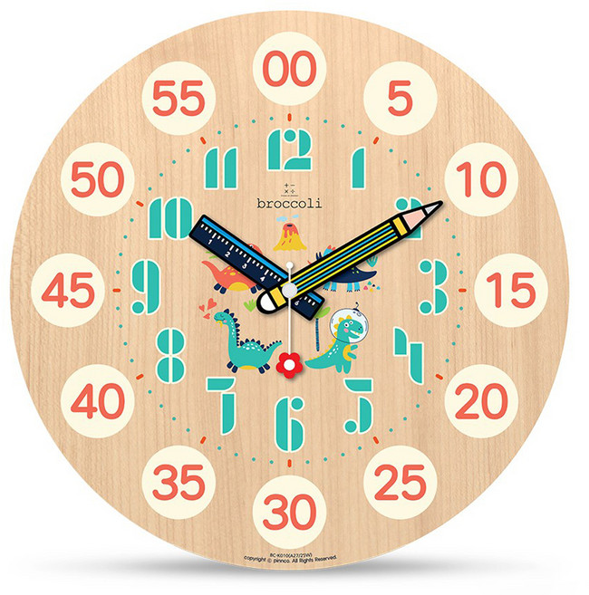 브로콜리 안녕친구들 벽시계 BC-K010, 혼합색상