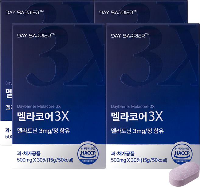 데이배리어 멜라토닌 멜라코어 3X 15g, 4개, 30정