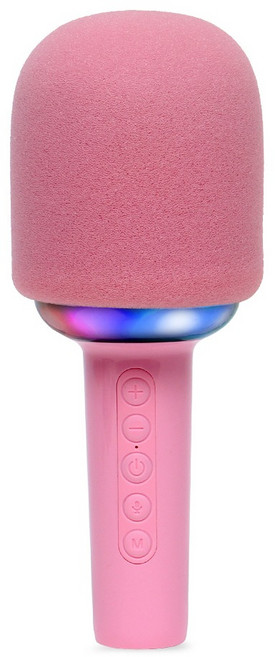 PLEIGO 무선 블루투스 LED 휴대용 마이크, P154, 핑크