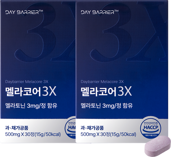 데이배리어 멜라토닌 멜라코어 3X 15g, 2개, 30정