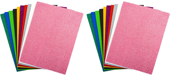 코히모 반짝이 EVA폼 스펀지 칼라 펠트지 10종 x 2p 세트 4W479 접착식, 혼합색상, 1세트