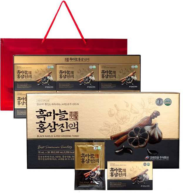 고려인삼 흑마늘홍삼진액 + 쇼핑백, 70ml, 30개