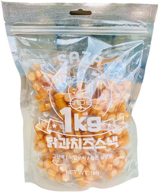 사자 강아지 대용량 실속형 건조간식 20p, 혼합맛(닭/치즈), 1kg, 1개