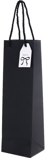 인디케이 모던 와인 쇼핑백 5p + 텍 5p 세트, 블랙(쇼핑백), 1세트