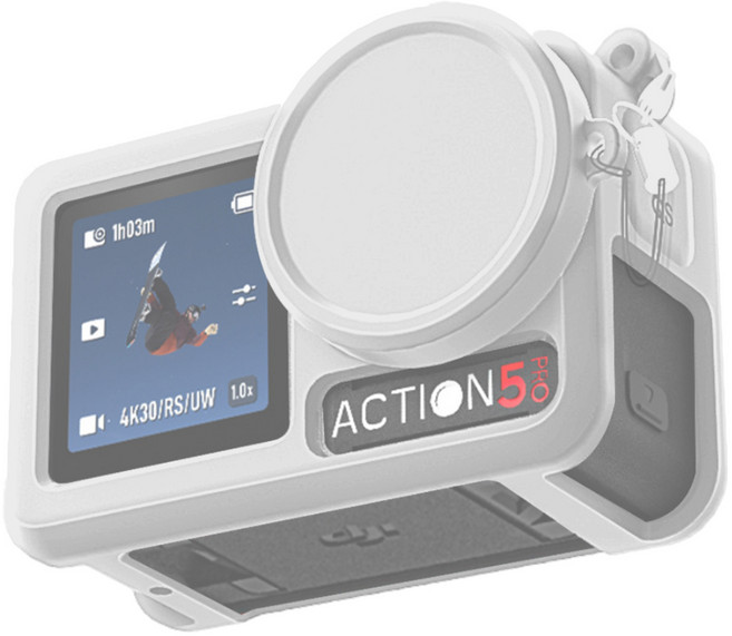 스페이스쉴드 DJI 오즈모 액션5프로 호환 실리콘 보호 케이스, 1개, 라이트그레이