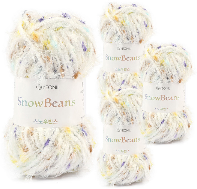 연일섬유 브랜드얀 스노우빈스 뜨개실, 1 밀크 폼폼, 4개