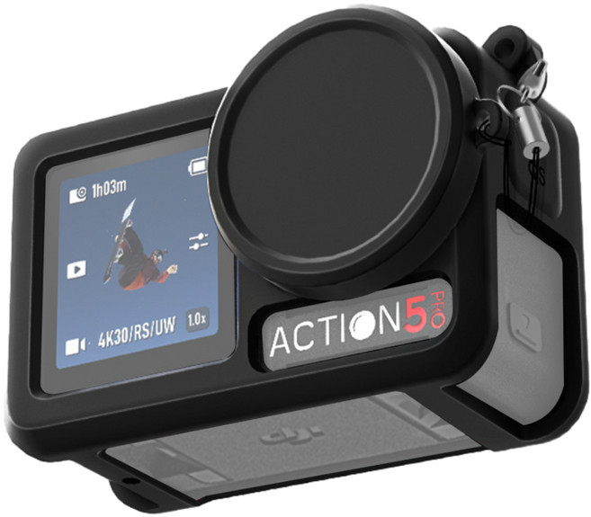 스페이스쉴드 DJI 오즈모 액션5프로 호환 실리콘 보호 케이스, 1개, 블랙