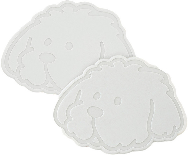 가쯔 댕댕이 실리콘 인덕션보호매트 냄비받침, 크림, 2개