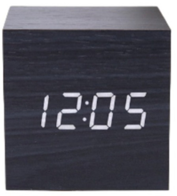 보다모가 우드 스퀘어 LED 탁상시계, 블랙