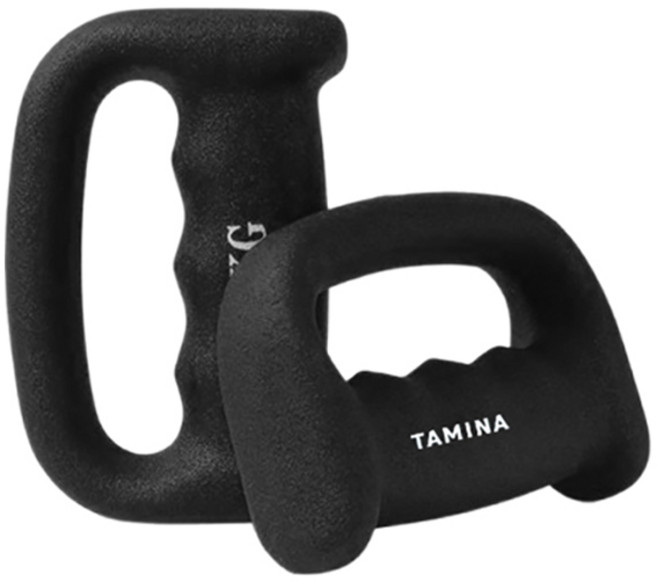 타미나스포츠 프리미엄 그립형 아령 블랙, 1kg, 2개