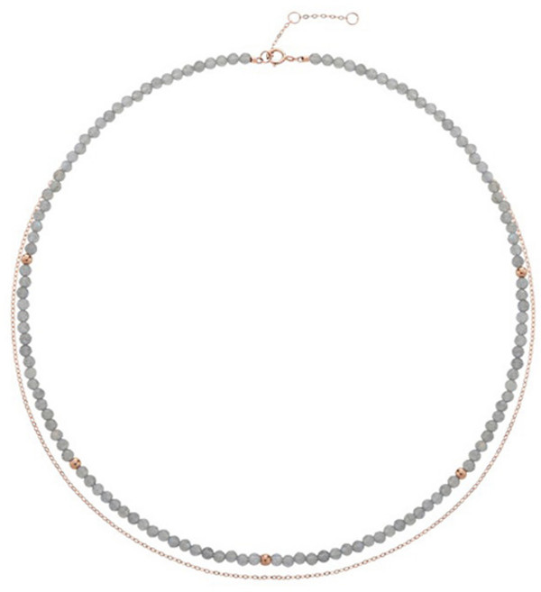 티르리르 여성용 비드 천연석 레브라도라이트 2줄 목걸이 HNSK4N20945R + 쇼핑백