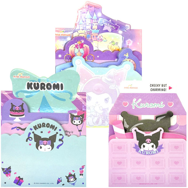 핑크망고 산리오 팝업 최애 3단 점착메모 쿠로미 3종 세트, 혼합색상, 90매, 1세트