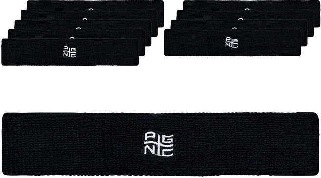 패기앤코 스포츠 기능성 헤어밴드, 블랙, 10개