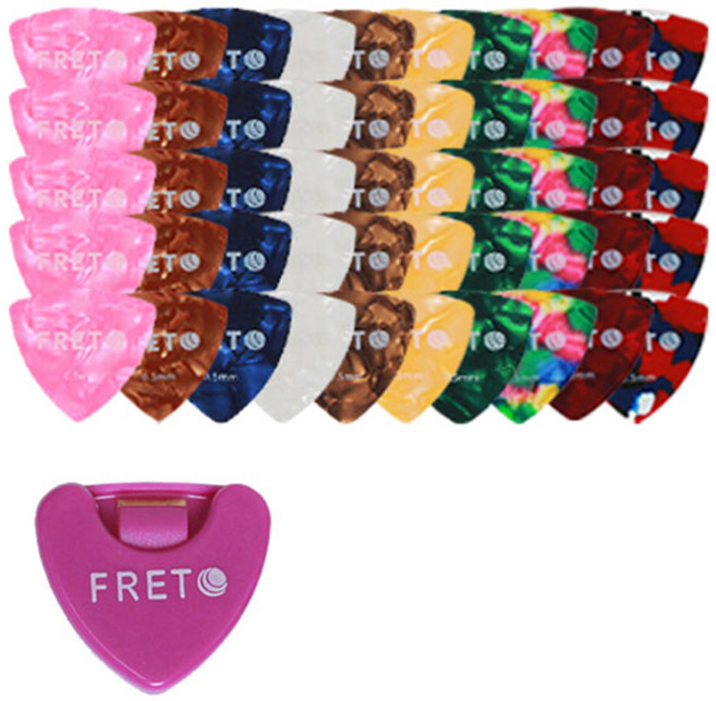 프레토 연습용 피크 50p + 피크 케이스 세트, 1세트