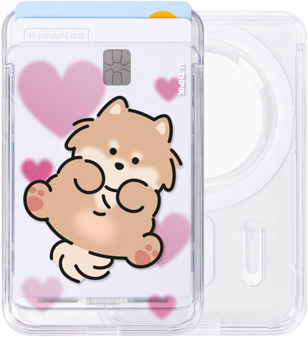 유스픽 디자인 맥세이프 슬라이드 카드포켓, 26 왕왕 귀여워 발라당 포메, 1개